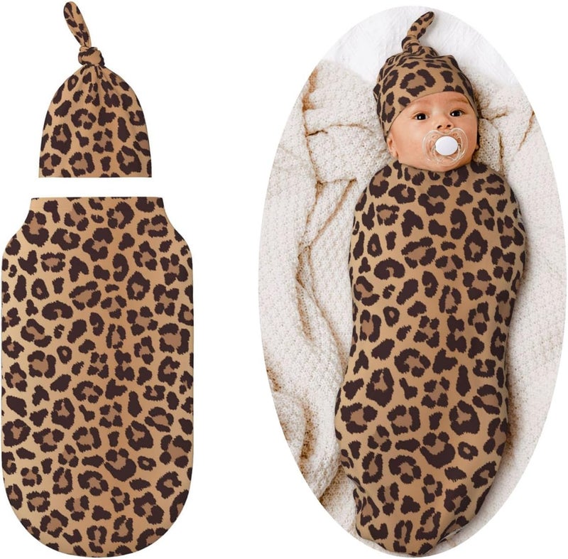 Figtihw Leopard Swaddle Blankets Newborn Receiving Blanket Baby Swaddle Wrap Soft Sleeping Sack for Baby Girls Boys - Image 1